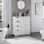 Meuble de rangement de salle de bain Yaheetech avec étagère réglable, blanc - N/A