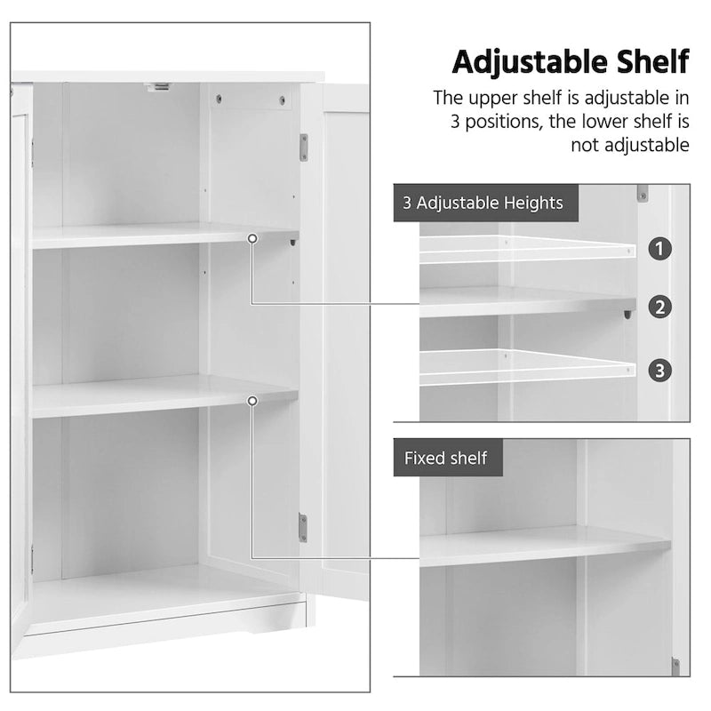 Meuble de rangement de salle de bain Yaheetech avec étagère réglable, blanc - N/A