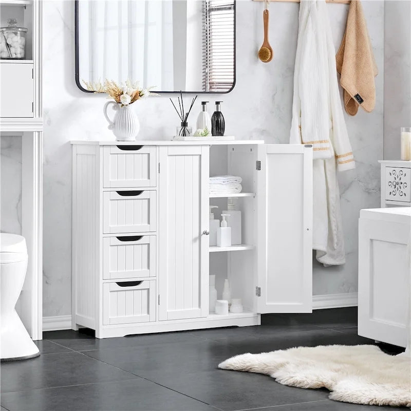 Meuble de rangement de salle de bain Yaheetech avec étagère réglable, blanc - N/A