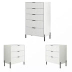 Festivo Ensemble 3 tables de chevet à 3 tiroirs et 1 commode à 5 tiroirs Élégance Moderne
