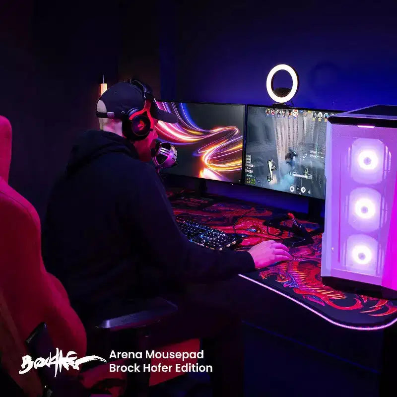 Tapis de souris lavable Arozzi Special Edition Ultrawide Curved Gaming and Office Desk et 3 découpes personnalisées pour support d'écran avec gestion des câbles