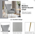 Fauteuil d'appoint à oreilles en velours rayé avec pieds en métal pour le salon
