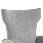 Fauteuil d'appoint à oreilles en velours rayé avec pieds en métal pour le salon