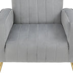 Fauteuil d'appoint à oreilles en velours rayé avec pieds en métal pour le salon