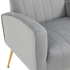 Fauteuil d'appoint à oreilles en velours rayé avec pieds en métal pour le salon