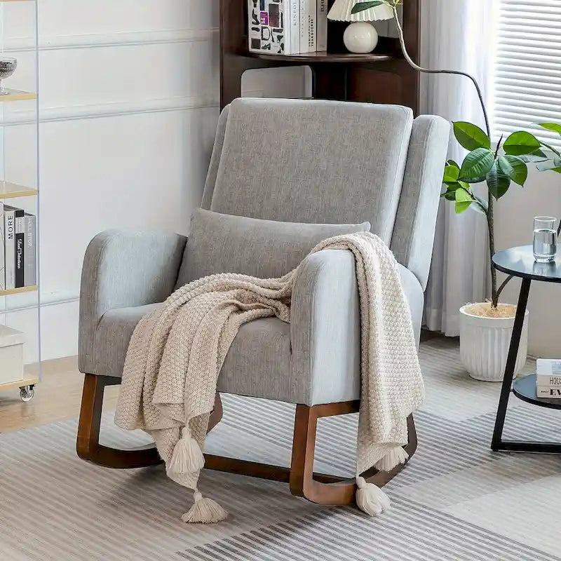 Fauteuil à bascule, fauteuil à bascule rembourré d'intérieur pour le salon, fauteuil à bascule moderne avec oreiller