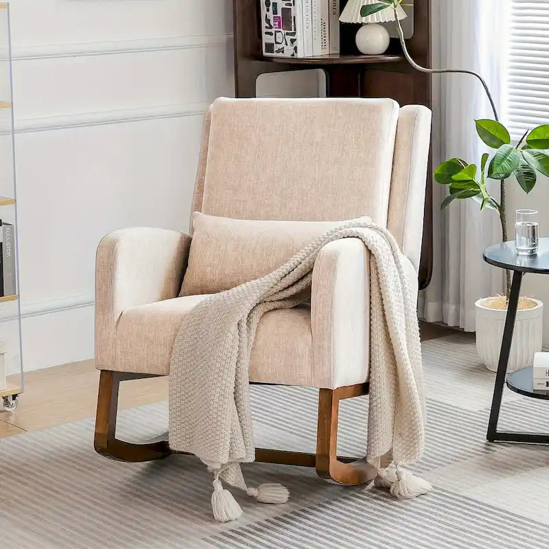 Fauteuil à bascule, fauteuil à bascule rembourré d'intérieur pour le salon, fauteuil à bascule moderne avec oreiller