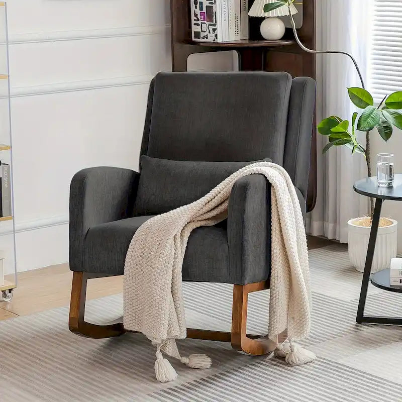 Fauteuil à bascule, fauteuil à bascule rembourré d'intérieur pour le salon, fauteuil à bascule moderne avec oreiller