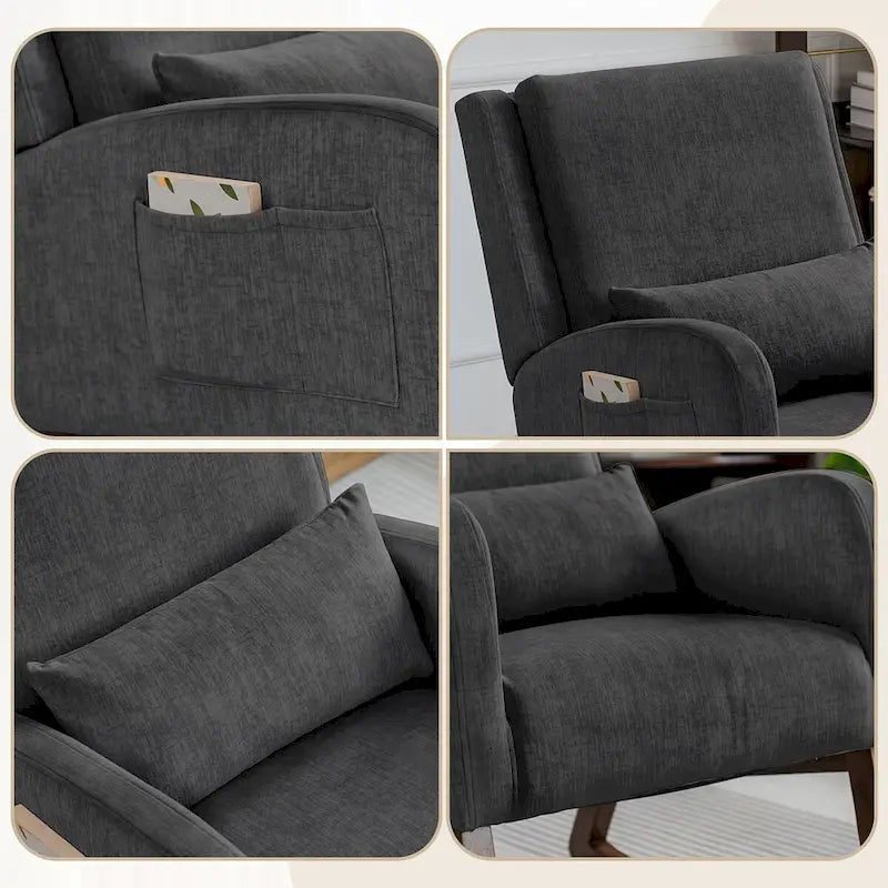 Fauteuil à bascule, fauteuil à bascule rembourré d'intérieur pour le salon, fauteuil à bascule moderne avec oreiller