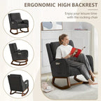 Fauteuil à bascule, fauteuil à bascule rembourré d'intérieur pour le salon, fauteuil à bascule moderne avec oreiller
