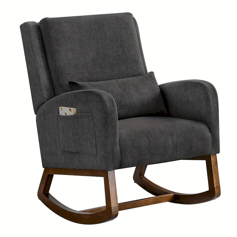 Fauteuil à bascule, fauteuil à bascule rembourré d'intérieur pour le salon, fauteuil à bascule moderne avec oreiller
