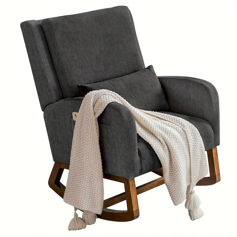 Fauteuil à bascule, fauteuil à bascule rembourré d'intérieur pour le salon, fauteuil à bascule moderne avec oreiller