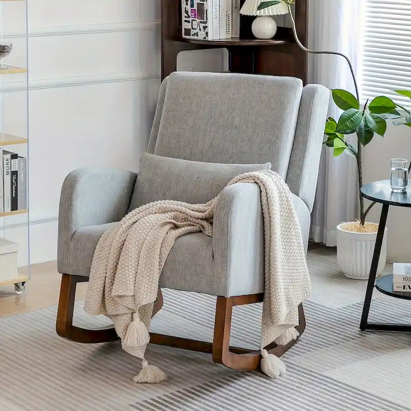 Fauteuil à bascule, fauteuil à bascule rembourré d'intérieur pour le salon, fauteuil à bascule moderne avec oreiller