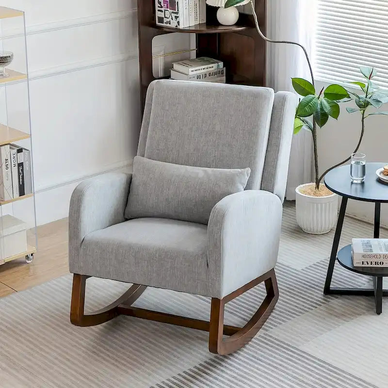 Fauteuil à bascule, fauteuil à bascule rembourré d'intérieur pour le salon, fauteuil à bascule moderne avec oreiller