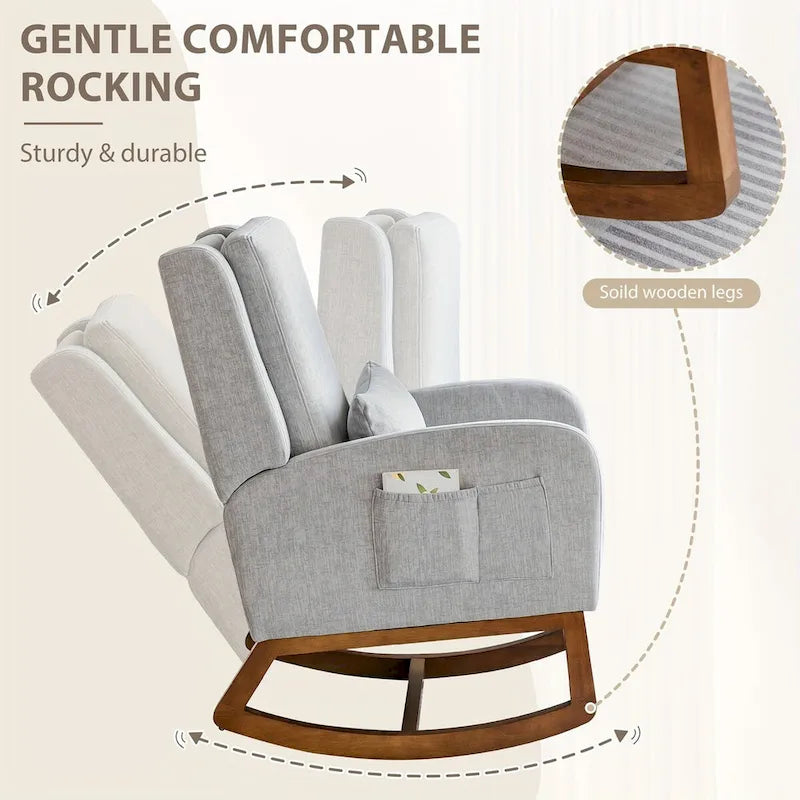 Fauteuil à bascule, fauteuil à bascule rembourré d'intérieur pour le salon, fauteuil à bascule moderne avec oreiller