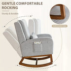 Fauteuil à bascule, fauteuil à bascule rembourré d'intérieur pour le salon, fauteuil à bascule moderne avec oreiller