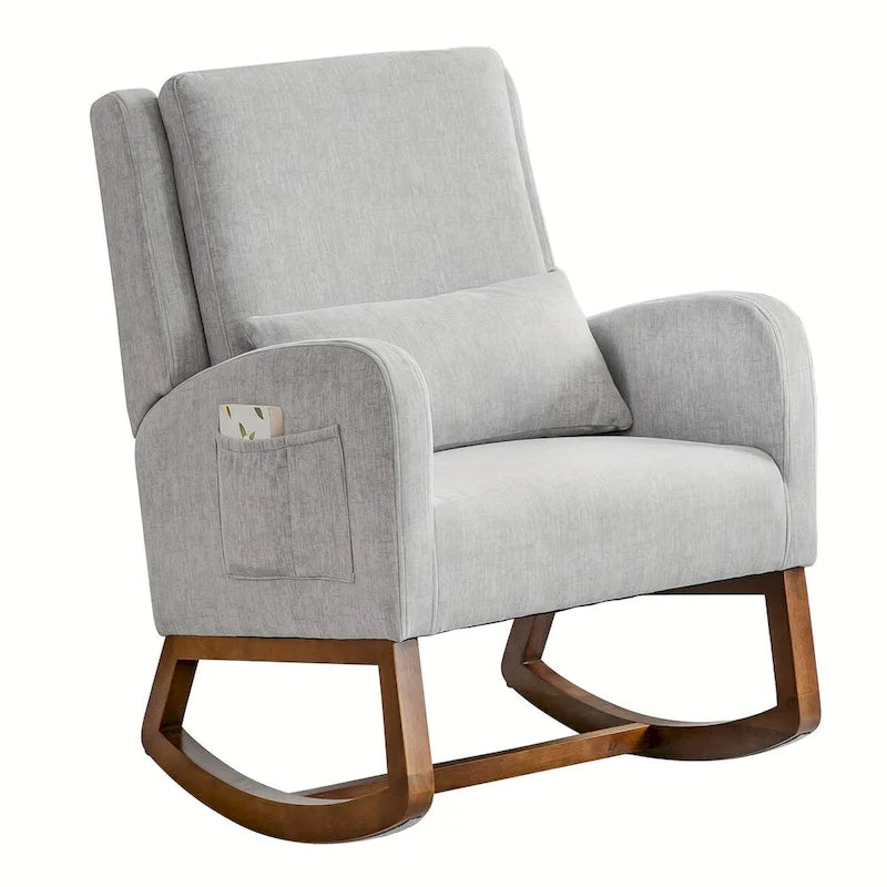Fauteuil à bascule, fauteuil à bascule rembourré d'intérieur pour le salon, fauteuil à bascule moderne avec oreiller