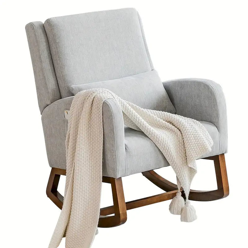 Fauteuil à bascule, fauteuil à bascule rembourré d'intérieur pour le salon, fauteuil à bascule moderne avec oreiller
