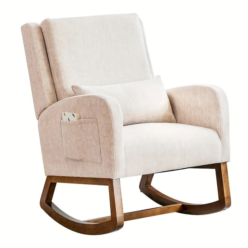 Fauteuil à bascule, fauteuil à bascule rembourré d'intérieur pour le salon, fauteuil à bascule moderne avec oreiller
