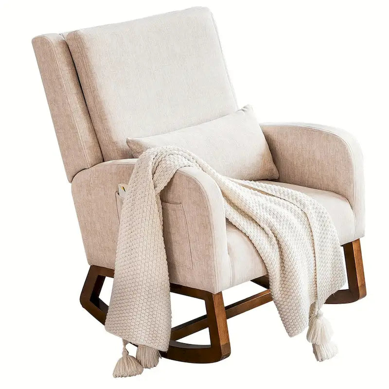 Fauteuil à bascule, fauteuil à bascule rembourré d'intérieur pour le salon, fauteuil à bascule moderne avec oreiller
