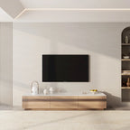 Meubles TV modernes en bois clair, plateau en pierre brillante, 3-6 tiroirs, entièrement assemblés