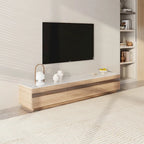 Meubles TV modernes en bois clair, plateau en pierre brillante, 3-6 tiroirs, entièrement assemblés