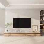 Meubles TV modernes en bois clair, plateau en pierre brillante, 3-6 tiroirs, entièrement assemblés