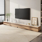 Meubles TV modernes en bois clair, plateau en pierre brillante, 3-6 tiroirs, entièrement assemblés