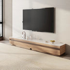 Meubles TV modernes en bois clair, plateau en pierre brillante, 3-6 tiroirs, entièrement assemblés