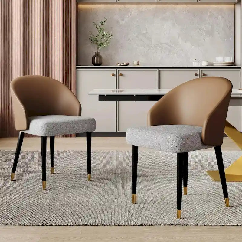 Chaise de salle à manger ou d'appoint moderne en similicuir et tissu (lot de 4)