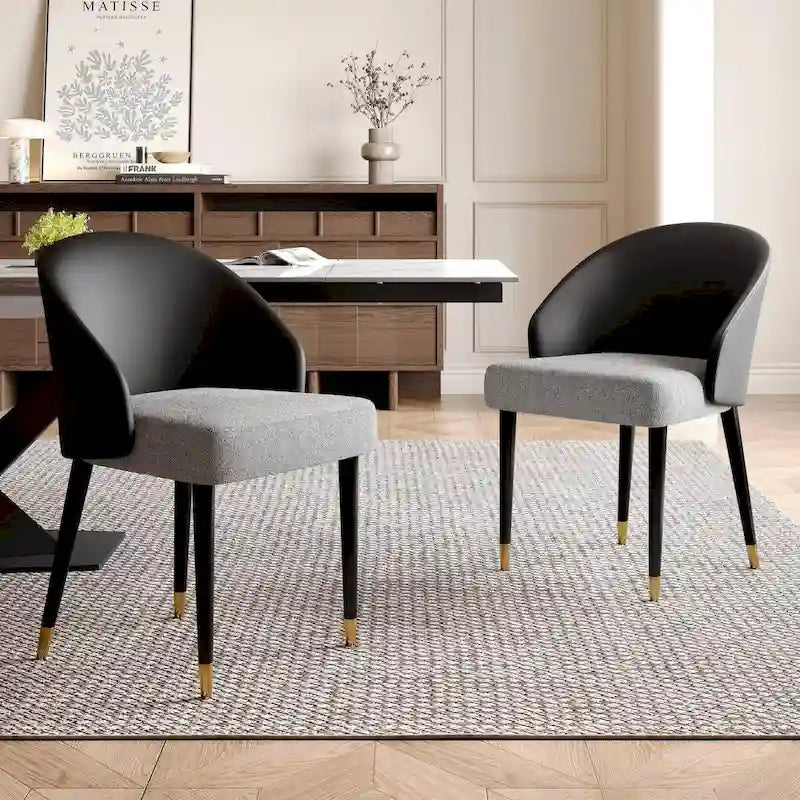 Chaise de salle à manger ou d'appoint moderne en similicuir et tissu (lot de 4)