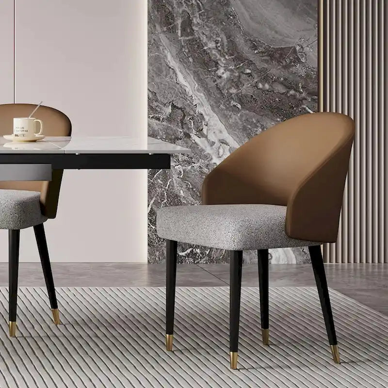 Chaise de salle à manger ou d'appoint moderne en similicuir et tissu (lot de 4)