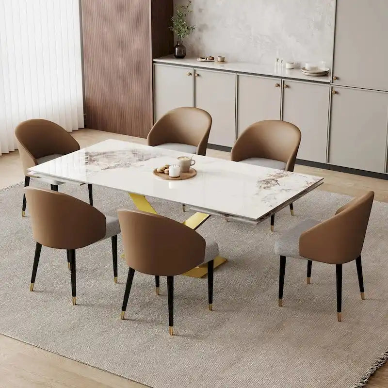 Chaise de salle à manger ou d'appoint moderne en similicuir et tissu (lot de 4)