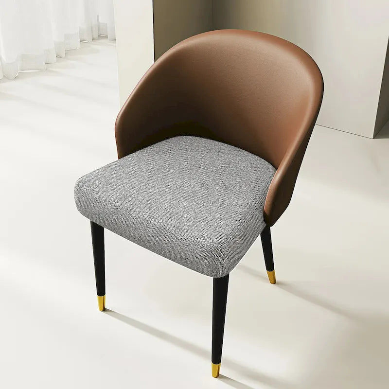 Chaise de salle à manger ou d'appoint moderne en similicuir et tissu (lot de 4)