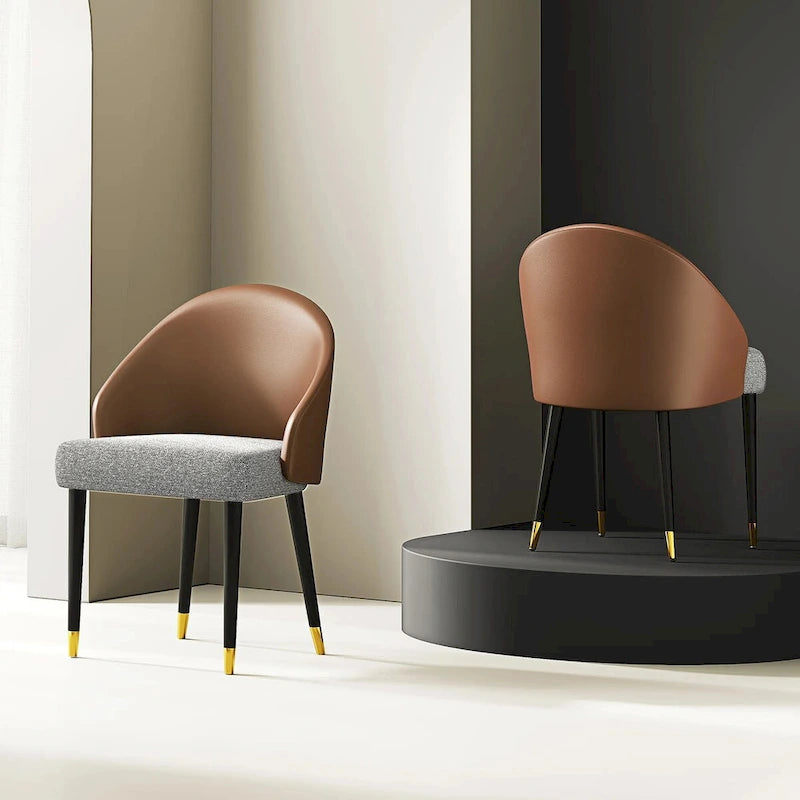 Chaise de salle à manger ou d'appoint moderne en similicuir et tissu (lot de 4)