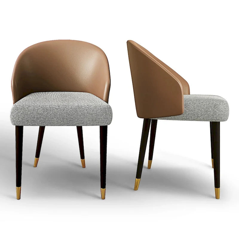 Chaise de salle à manger ou d'appoint moderne en similicuir et tissu (lot de 4)