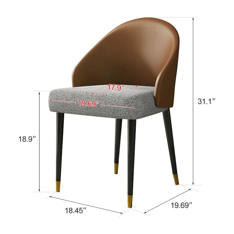 Chaise de salle à manger ou d'appoint moderne en similicuir et tissu (lot de 4)