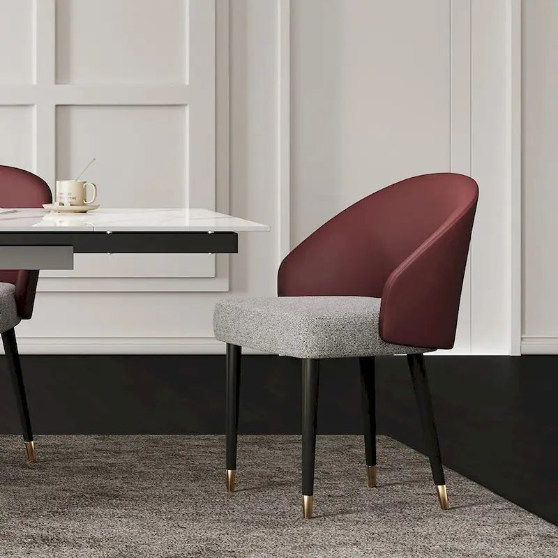 Chaise de salle à manger ou d'appoint moderne en similicuir et tissu (lot de 4)