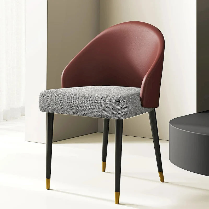 Chaise de salle à manger ou d'appoint moderne en similicuir et tissu (lot de 4)