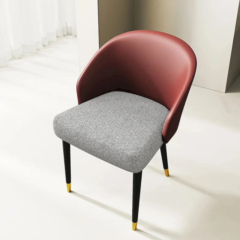 Chaise de salle à manger ou d'appoint moderne en similicuir et tissu (lot de 4)