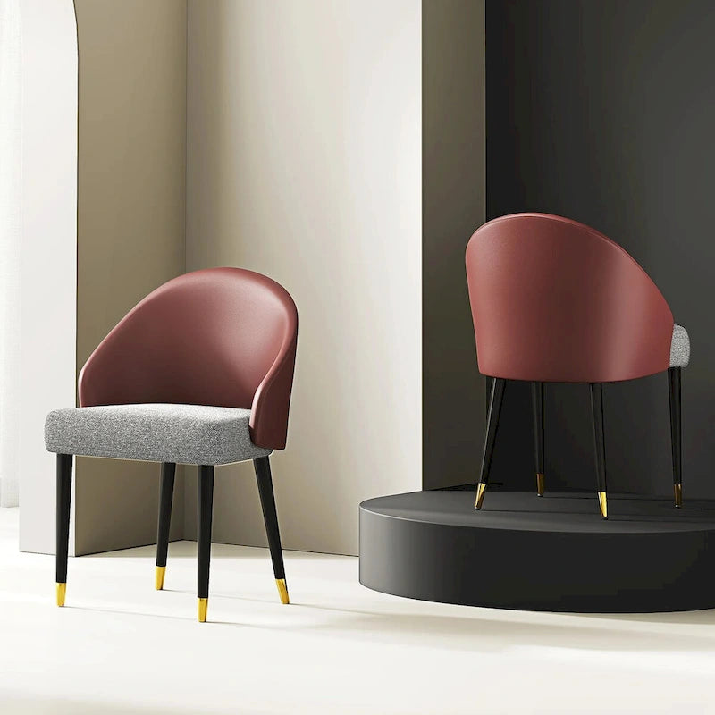 Chaise de salle à manger ou d'appoint moderne en similicuir et tissu (lot de 4)