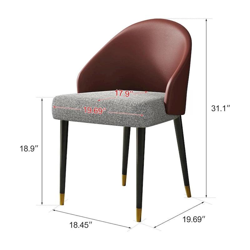Chaise de salle à manger ou d'appoint moderne en similicuir et tissu (lot de 4)