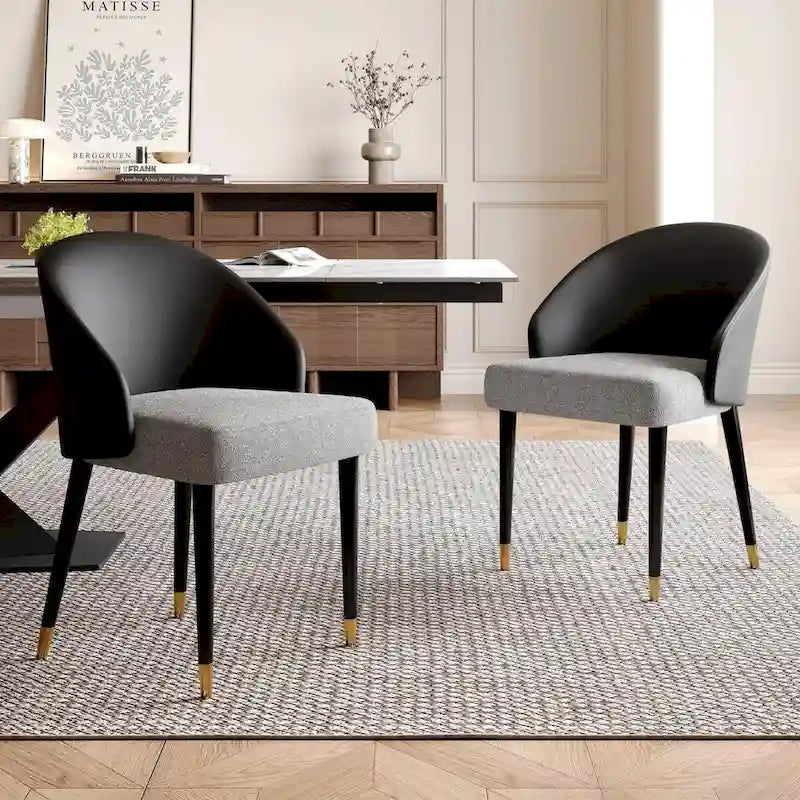 Chaise de salle à manger ou d'appoint moderne en similicuir et tissu (lot de 4)