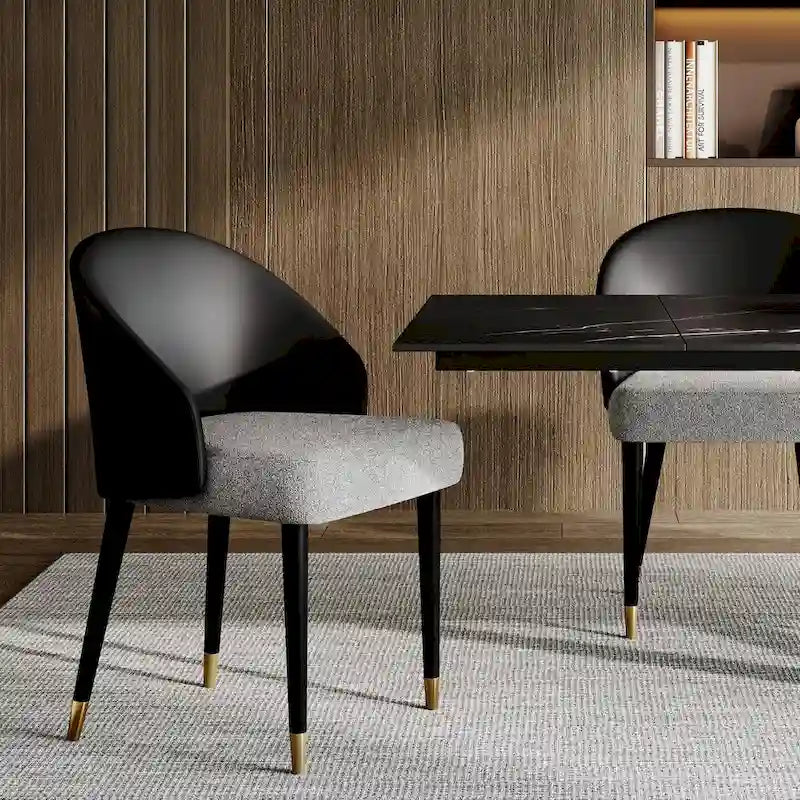 Chaise de salle à manger ou d'appoint moderne en similicuir et tissu (lot de 4)