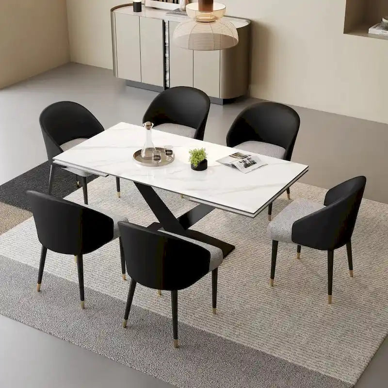 Chaise de salle à manger ou d'appoint moderne en similicuir et tissu (lot de 4)