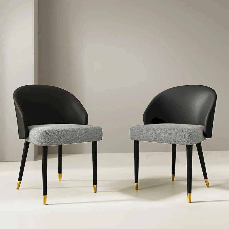 Chaise de salle à manger ou d'appoint moderne en similicuir et tissu (lot de 4)