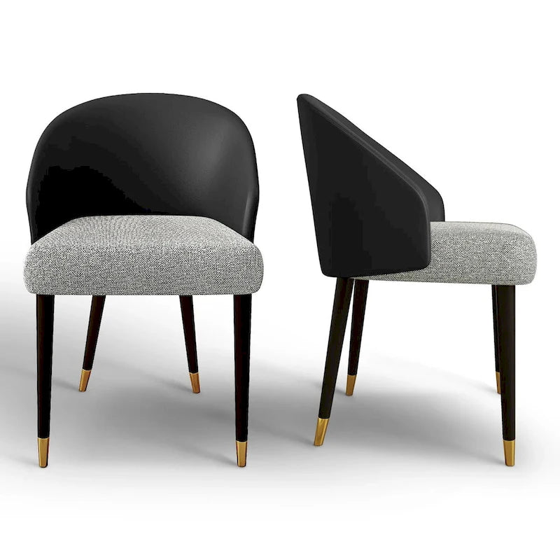 Chaise de salle à manger ou d'appoint moderne en similicuir et tissu (lot de 4)