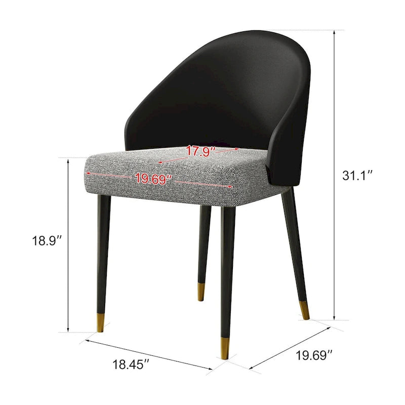 Chaise de salle à manger ou d'appoint moderne en similicuir et tissu (lot de 4)