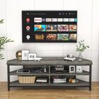 Meuble TV d'angle en bois de ferme avec prise de courant, meuble de divertissement peu encombrant, console TV multimédia