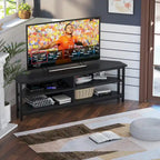 Meuble TV d'angle en bois de ferme avec prise de courant, meuble de divertissement peu encombrant, console TV multimédia